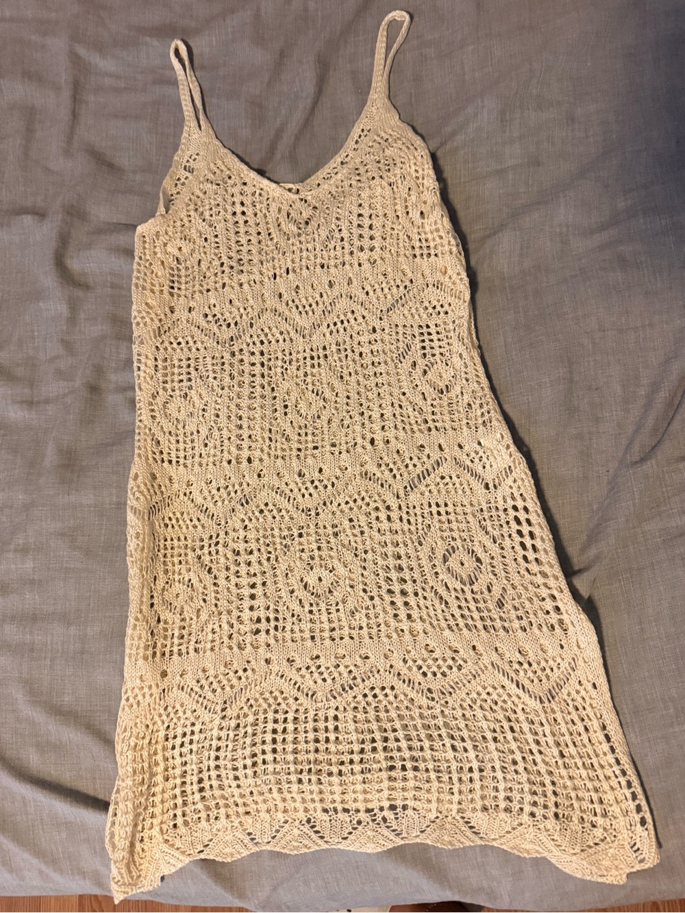 SHEIN Cream Crochet Swim Coverup Dress
